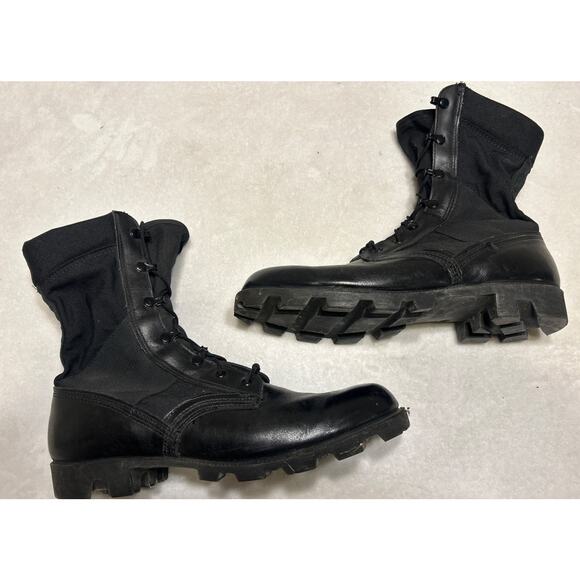 Vintage RO-Search Black Leather Combat Military Jungle Boots Size 11 R - Picture 1 of 8